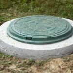 Sewer,Manhole,On,Septic,Tank,Made,Of,Concrete,Rings.,Construction